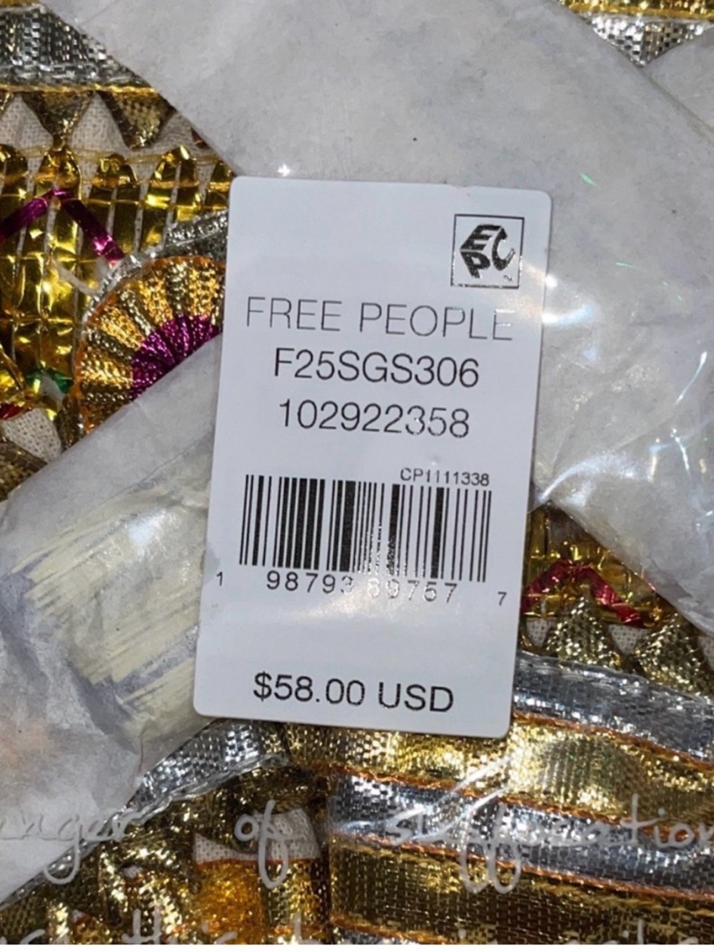 Free People NWT Seasons Sparkle Mini Gift Sack - Picture 3 of 3